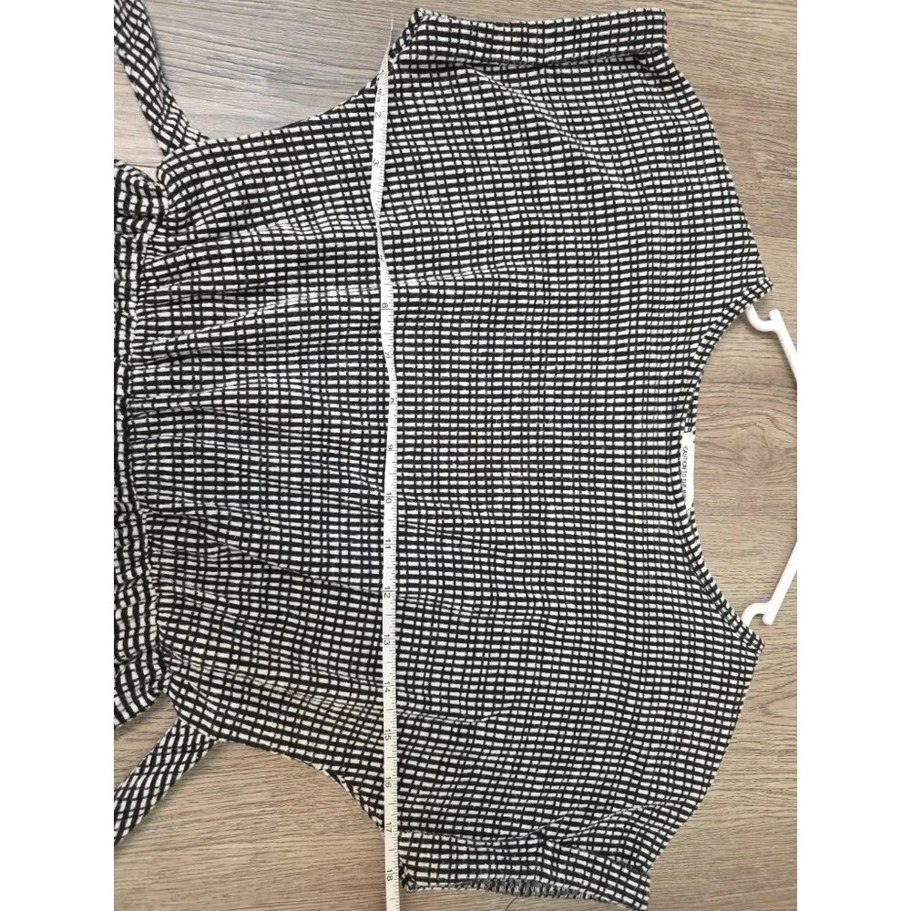 Caution To‎ The Wind Black White Check Belted Short Sleeve Dress Women’s M